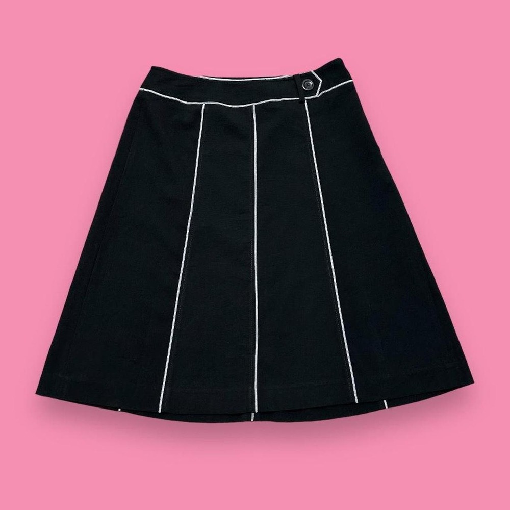 Ann Taylor Mallgoth Emo Contrast Stitching Lined Panel A-Line Mini Skirt Size 0